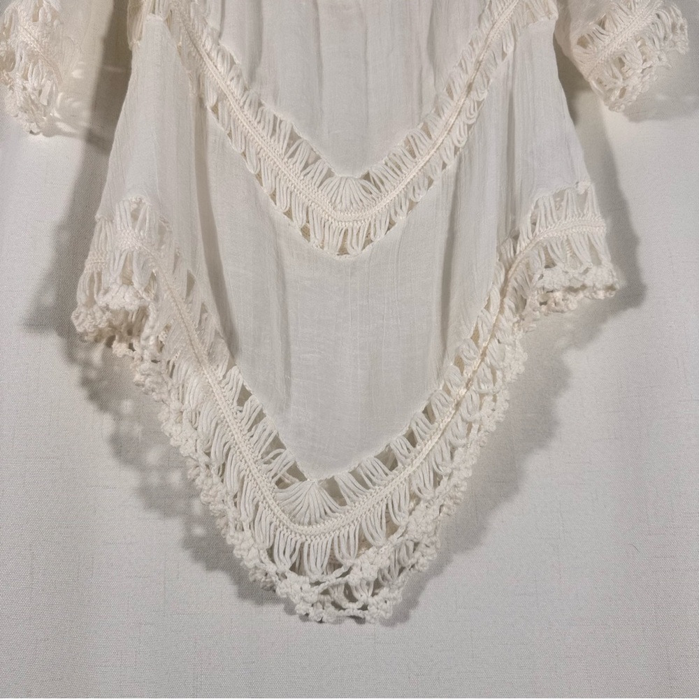 Amore White Crochet Lace Gauze Boho Blouse - Picture 4 of 6
